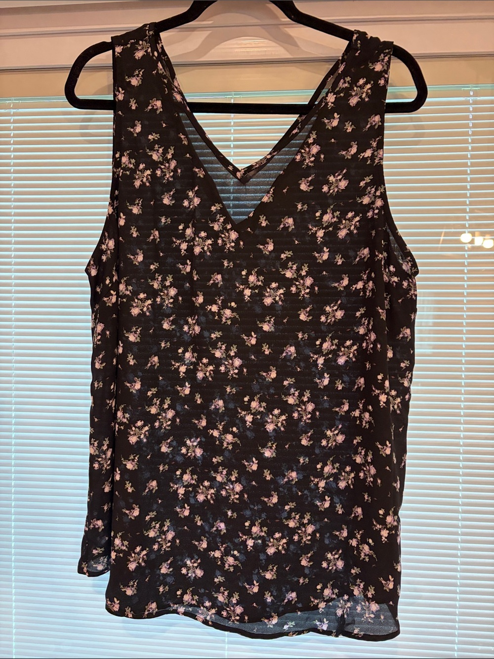 Madison Grey Black and Purple Floral Tank Top Size XL